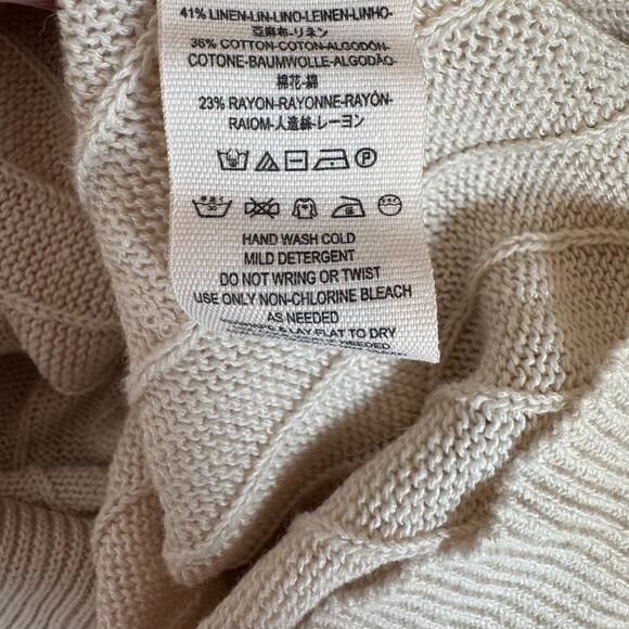 Free People V-Neck Twisted Knot Front Linen Blend Knit Sweater Top Size XSmall - Picture 9 of 9